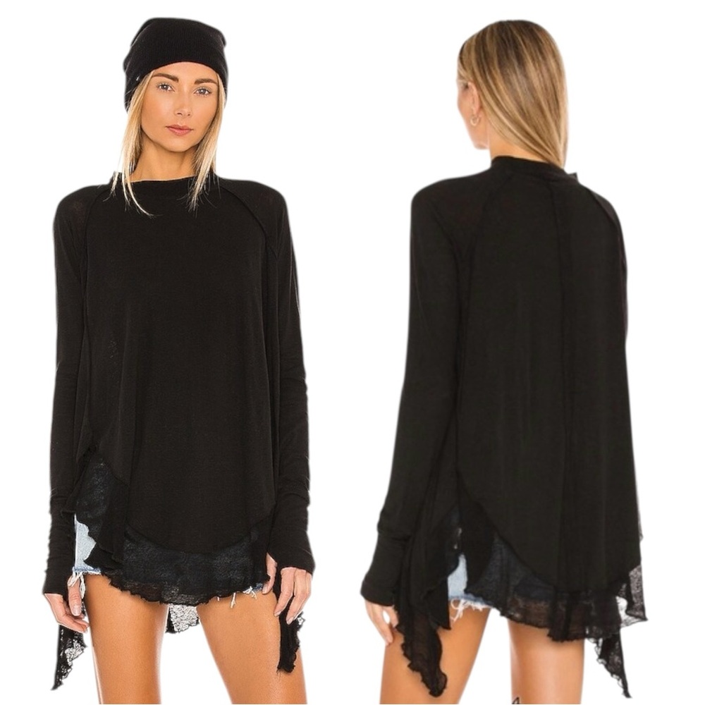 Free People We The Free Starlight Tee Washed Black Sz M NWT
